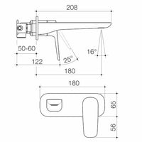 Contura II Wall Basin/Bath Mixer 180mm