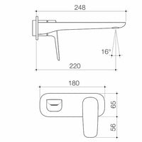 Contura II Wall Basin/Bath Mixer 220mm - Trim Kit