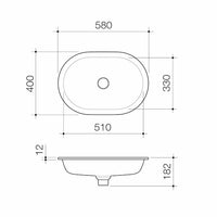 Liano II 580mm Pill Under/Over Counter Basin - White (with Overflow)