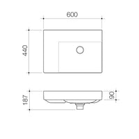 Urbane II Left Hand Shelf Wall Basin (1 Tap Hole)