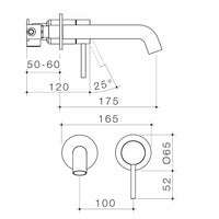 Liano II 175mm Wall Basin / Bath Mixer - 2 x Round Cover Plates - Gunmetal - Sales Kit - LF