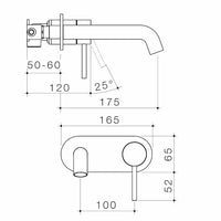 Liano II 175mm Wall Basin / Bath Mixer - Rounded Cover Plate - Gunmetal - Sales Kit