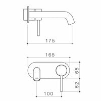 Liano II 175mm Wall Basin / Bath Trim Kit - Rounded Cover Plate - Matte Black - LF