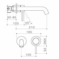 Liano II 210mm Wall Basin / Bath Mixer - 2 x Round Cover Plates - Matte Black - Sales Kit - LF