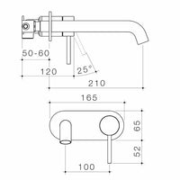 Liano II 210mm Wall Basin / Bath Mixer - Rounded Cover Plate - Chrome - Sales Kit