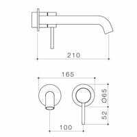 Liano II 210mm Wall Basin / Bath Trim Kit - 2 x Round Cover Plates - Brushed Brass - LF