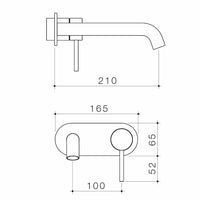 Liano II 210mm Wall Basin / Bath Trim Kit - Rounded Cover Plate