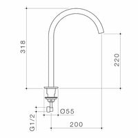 Liano II Hob Swivel Outlet 200mm