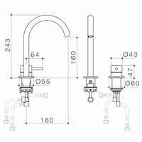 Liano II Hob Basin Mixer Set 160mm
