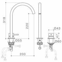 Liano II Hob Basin/Sink Mixer Set 200mm