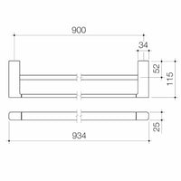 Luna Double Towel Rail 930mm