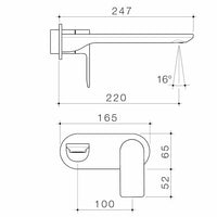 Urbane II 220mm Wall Basin / Bath Trim Kit - Round Cover Plate - Brushed Brass - LF