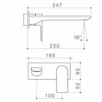 Urbane II 220mm Wall Basin / Bath Trim Kit - Rectangular Cover Plate