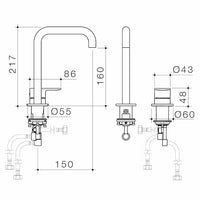 Urbane II Hob Basin Mixer Set 150mm