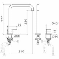 Urbane II Hob Basin/Sink Mixer Set 210mm