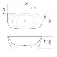 Contura II 1700mm Back to Wall Freestanding Bath