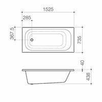 Luna 1525 Four Tile Flange Bath