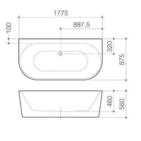 Urbane II 1800 Back To Wall Freestanding Bath
