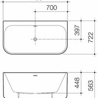 Luna 1400 Back to Wall Bath