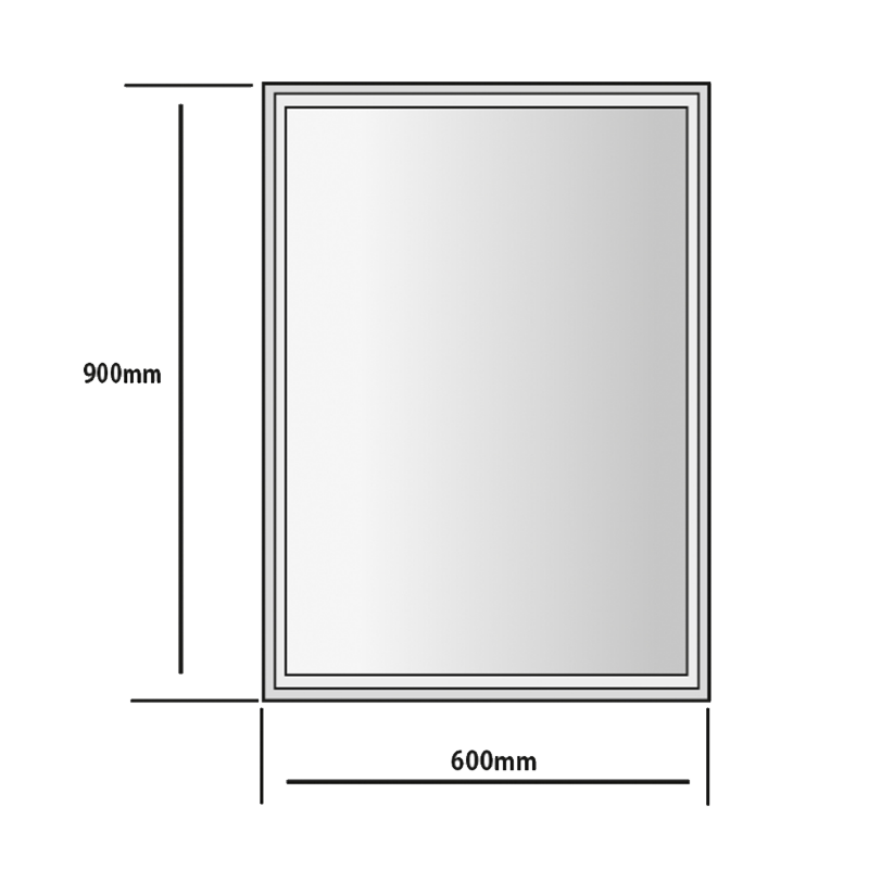 Argent Meno 600 Rectangular Mirror with Frosted Border
