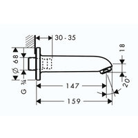 Hansgrohe Focus Bath Spout - Chrome
