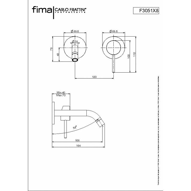 FIMA Spillo Up Wall Mounted Basin Mixer 163mm - Chrome