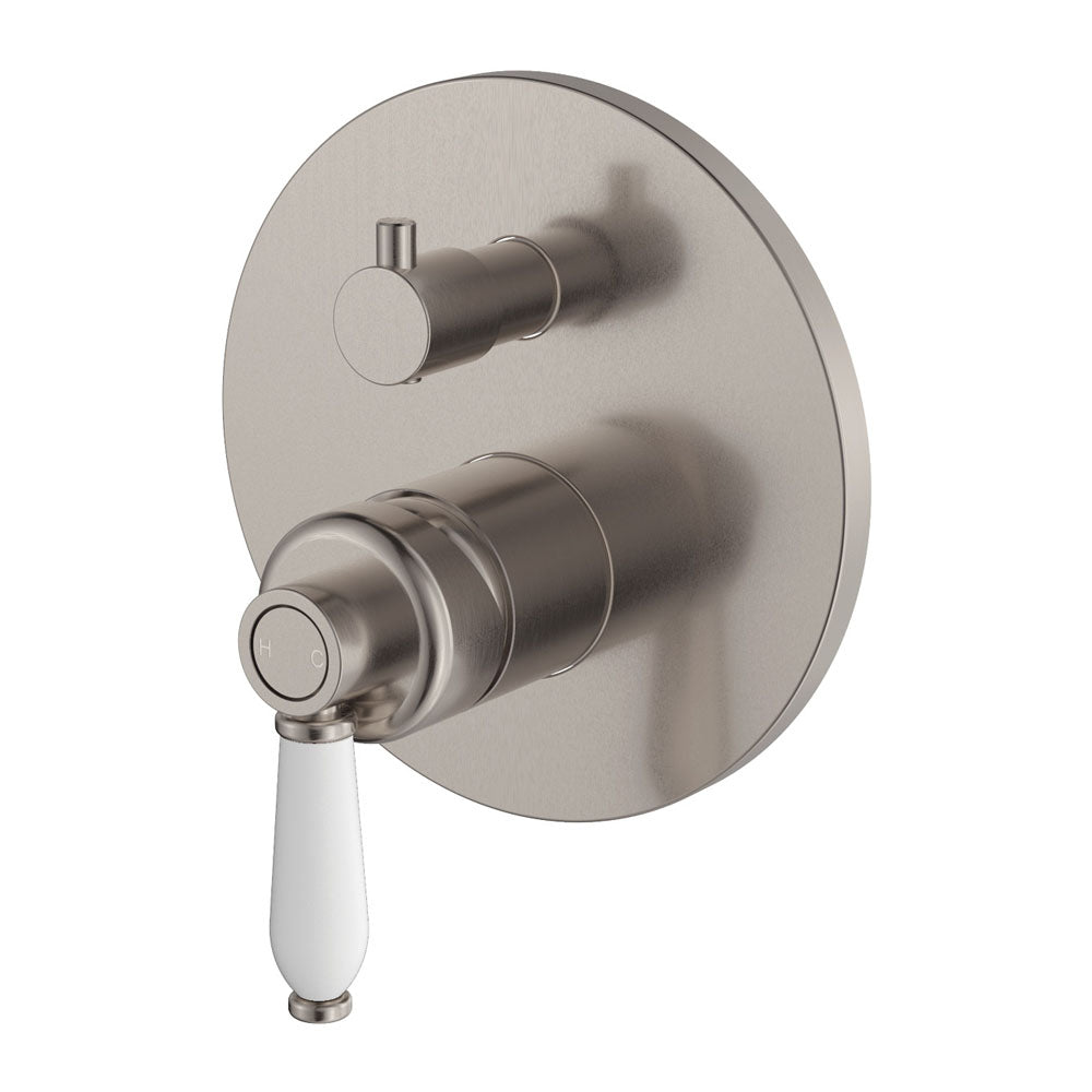 Fienza Eleanor Wall Mixer Diverter - Brushed Nickel/Ceramic Handle
