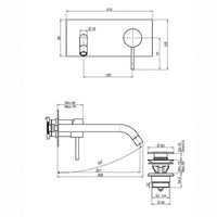 FIMA Spillo Up Wall Mounted Basin Mixer 209mm - Chrome