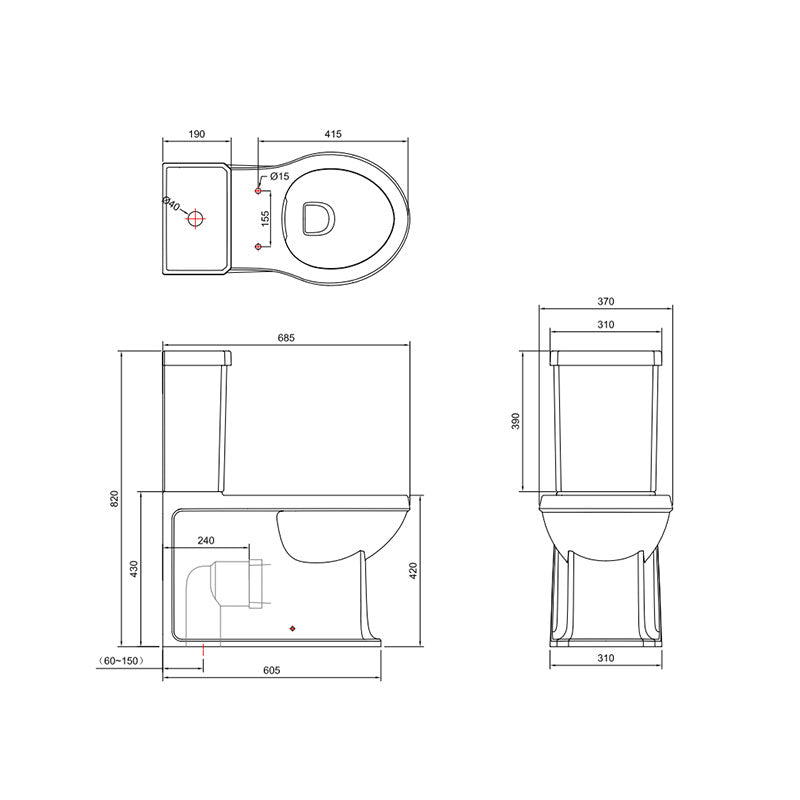 Gareth Ashton Burlington Traditional Rimless Wall Faced Toilet Suite