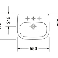 DURAVIT D-Code Semi-Recessed Washbasin 550x440mm, with O/F, Alpin White | The Source - Bath • Kitchen • Homewares