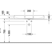 DURAVIT DuraSquare Washbasin 1000 x 470mm, no O/F, Waste Inc., Glazed Underneath, Alpin White