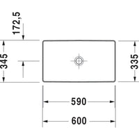 DURAVIT DuraSquare Washbowl 600x345mm NTH, no O/F, Waste Inc., Ground, Alpin White | The Source - Bath • Kitchen • Homewares