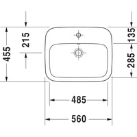 DURAVIT Durastyle Vanity Countertop Basin 560x455mm 1TH, with O/F, Alpin White | The Source - Bath • Kitchen • Homewares