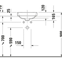 DURAVIT Happy D.2 Plus Washbowl 400x400mm NTH, no O/F, Waste Inc., Ground | The Source - Bath • Kitchen • Homewares