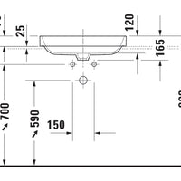DURAVIT Happy D.2 Plus Washbowl 600x400mm NTH, no O/F, Waste Inc., Ground | The Source - Bath • Kitchen • Homewares