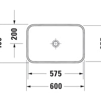 DURAVIT Happy D.2 Plus Washbowl 600x400mm NTH, no O/F, Waste Inc., Ground | The Source - Bath • Kitchen • Homewares