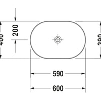 DURAVIT Luv Washbowl 600x400mm NTH, no O/F, Waste Inc., Ground, Alpin White | The Source - Bath • Kitchen • Homewares