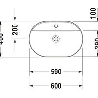 DURAVIT Luv Washbowl 600x400mm 1TH, no O/F, Waste Inc., Ground, Alpin White | The Source - Bath • Kitchen • Homewares