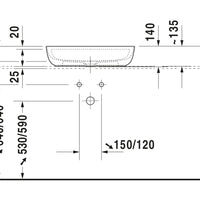 DURAVIT Luv Washbowl 600x400mm 1TH, no O/F, Waste Inc., Ground, Alpin White | The Source - Bath • Kitchen • Homewares