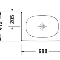 DURAVIT Viu Washbowl 600x415mm NTH, no O/F, Ground, Alpin White | The Source - Bath • Kitchen • Homewares