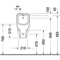 DURAVIT D-Code Urinal Concealed Inlet, incl. Jet Nozzle, Inlet Set, Waste, Trap & Fixings | The Source - Bath • Kitchen • Homewares