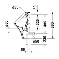 DURAVIT Durastyle Urinal Concealed Inlet, Water Inlet Set & Trap not Incl., Fixings Included