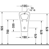 DURAVIT Durastyle Urinal Concealed Inlet, Water Inlet Set & Trap not Incl., Fixings Included