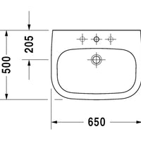 DURAVIT D-Code Washbasin 650x500mm 1THL, with O/F, Glazed Underneath, Alpin White | The Source - Bath • Kitchen • Homewares