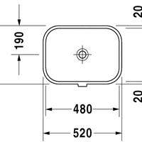 Happy D.2 Undercounter Basin 480x345mm NTH with O/F, Alpin White