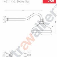 Astra Walker Olde English Shower Set With 200mm Rose, White Porcelain Lever Handles