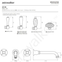 Astra Walker Olde English Wall Set With 210mm Spout, Metal Lever Handles