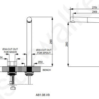 Astra Walker Assemble Kitchen Set, 250mm swivel pull-out spout A81.08.V9