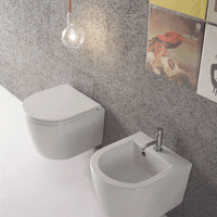 FORTY3 Senzabrida Compact Wall-Hung Toilet Pan & Soft Close Seat Kit - WHITE