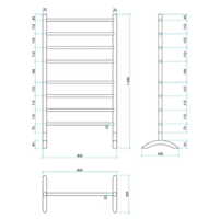 Thermorail FS66E Freestanding Straight/Round 100 Watt Heated Towel Rail